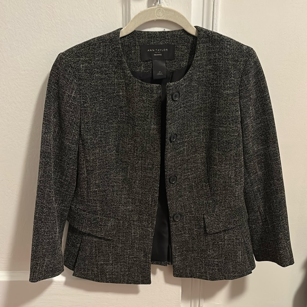 Ann Taylor Grey Blazer, 0 Petite
